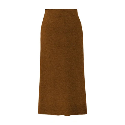 Women's Autumn/winter Knit Bodycon Skirt Medium-length High-waisted Thickened Side Slit Step-length Skirt