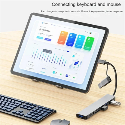 8 in 2 Docking Station USB Type C HUB with 3.5mm Audio Jack Adapter Micro SD Card Reader Laptop Tablet Phone Disk Converter