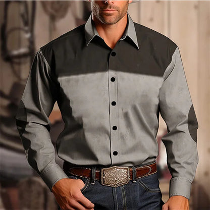 Chemise à manches longues style occidental pour homme, coupe ajustée, décontractée, confortable, simple, tenue sociale, style national rétro, style tribal