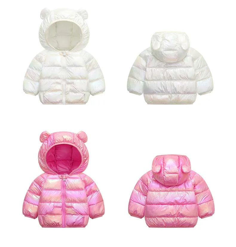 1-6T Hiver Bébé Filles Garçons Vêtements Manteaux Duvet Coton Dessin Animé Capuche Vestes Enfants Combinaison de Ski Salopette Costume de Tout-Petit