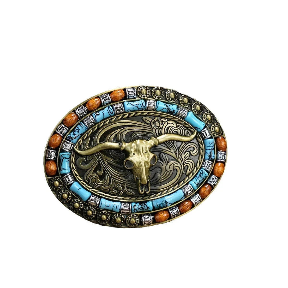 New Western Cowboy Smooth Buckle Personalized Creative Belt Buckle Head Relief Large Flower Bull Head Belt DIY Accessories