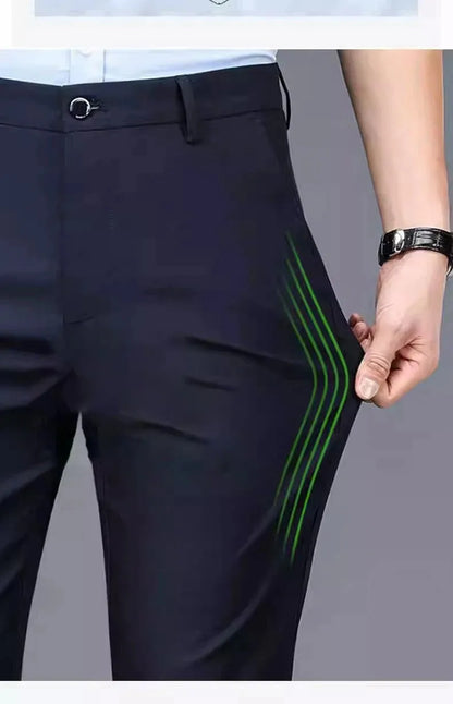 TRAF Autumn And Winter Thick Men's Fashion Comfortable Casual Long Pants Four-Sided Elastic Pants Loose Straight Leg Suit Pants