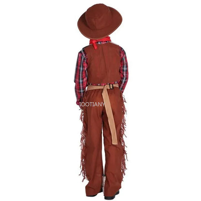 Western Cowboy Drama Performance Costume Kids Masquerade Cowboy Costumes For Boys Carnival Purim Parade Stage Play Party Dress