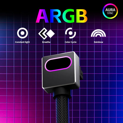 AIJS GPU16PIN Modular Cable,12VHPWR ARGB with 5V 3Pin,18AWG 90° Right-Angle Male to Male Design, 5090 / 3070 is Not Applicable