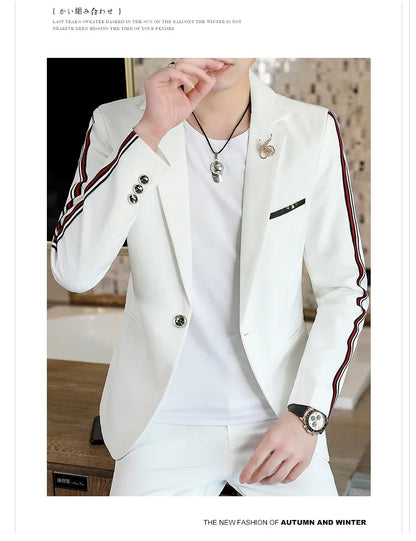 Men's Slim Fit Two-Piece Set Spring Fashion Korean Style Suit And Trousers Ensemble High-Quality Trendy Clothing for 2024