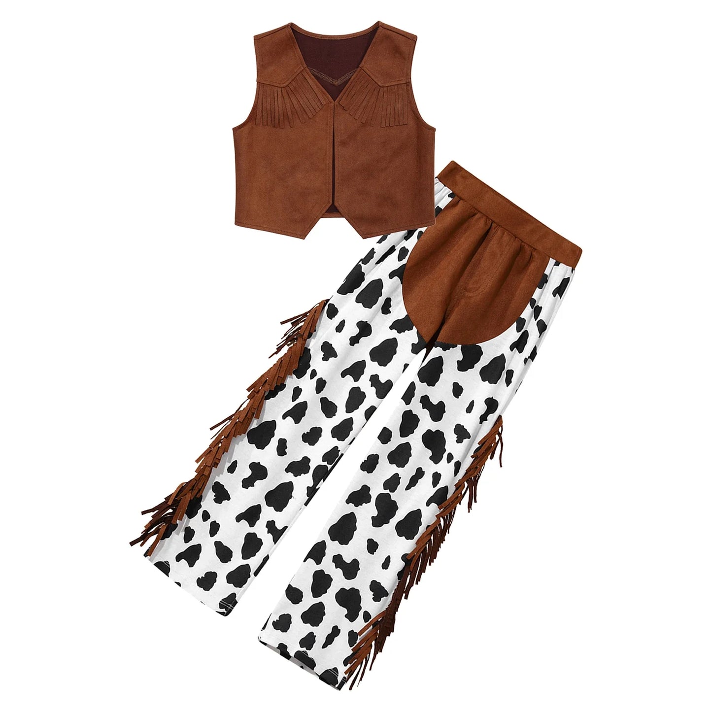 Costume de Cowboy Occidental pour Enfant, Déguisement de Cowgirl, Jeu, Interface West, ixd'Halloween, Cosplay, Ensembles de 4 Pièces, Performance sur Scène Trempée