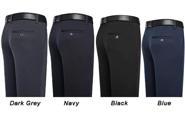 2024 Autumn Winter Men's Thick Warm Fleece Pants Plush Smart Casual Suit Pants Loose Straight Navy Blue Black Pants Trousers