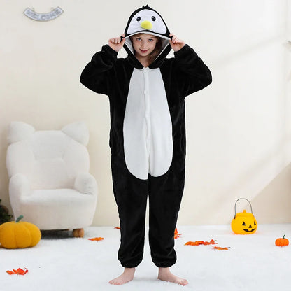 MICHLEY – Combinaison à capuche en flanelle motif Capybara pour enfant, pyjama, grenouillère, déguisement pour Halloween, pour garçon et fille