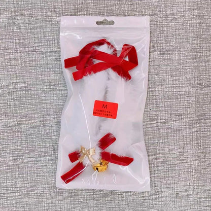 Colliers de noël pour animaux de compagnie, chats et chiens, grands colliers de mariage rouges, cloches à nœud, en peluche, colliers du nouvel an, décorations faites à la main