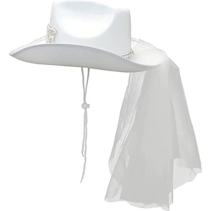 Chapeau de Cowboy blanc avec lettres de mariée, chapeau en perles et strass, chapeau de Cowgirl de mariage, décoration de fête de poule Bach, cadeau de plage d'été