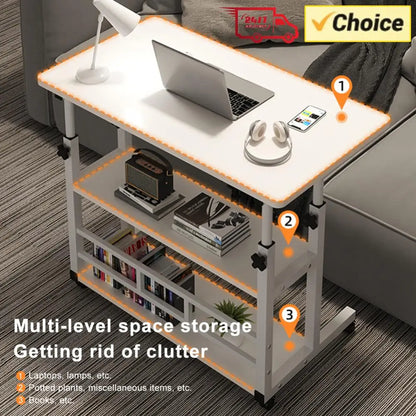 Table de chevet réglable en hauteur, rangement multicouche, roue pivotante, bureau de maison, ordinateur portable, bureau debout pour Table élévatrice à domicile