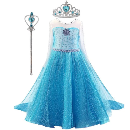 Robe Elsa pour filles de 3 à 10 ans, robe de princesse Elsa pour anniversaire, carnaval, Pâques, Halloween, fête, cosplay, costume pour filles