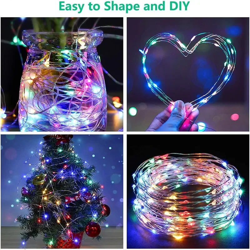 Guirxiété lumineuse LED USB pour décoration de jardin, lampe de guirxiété de vacances, nickel é, maison, fête de Noël, nouvel an, mariage, 3m, 8 modes