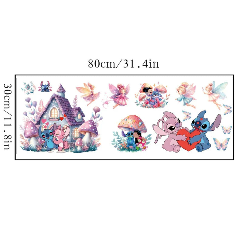 Cartoon Lilo & Stitch Movie Wall Stickers For Kid's Room Kindergarten Living Room Wall Decoration Animated Poster  Art Mural