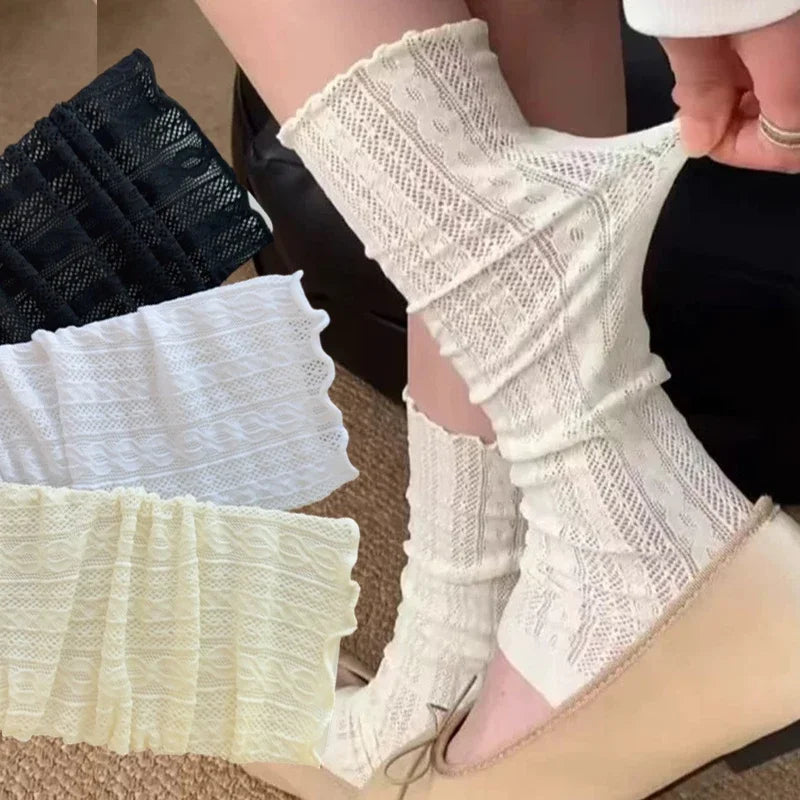 Lace Ballet Style Leggings, Mesh Leg Warmers for Women and Girls, Kawaii Lolita Socks, Boot Cuffs, Thin Summer Socks, Knitted Sleeve Cover