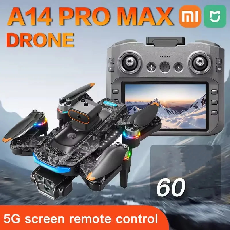 Xiaomi A14 MAX Drone sans brosse 8K trois caméra HD télécommande avec écran flux optique Intelligent pliable quadrirotor