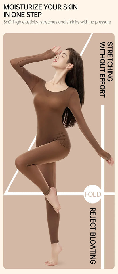 POKARLA 1 ensemble de sous-vêtements thermiques chauds intimes Sexy longs Johns femmes en forme de ensembles femme col moyen vêtements de mise en forme thermique