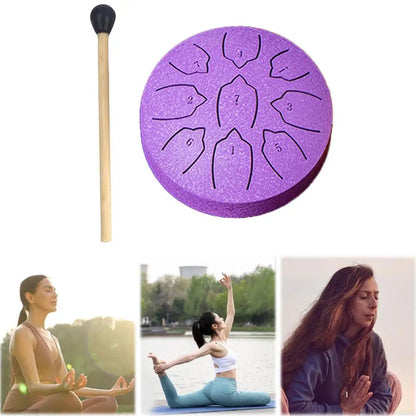 Steel Tongue Drum 4 Inch 9 Notes Percussion Instrument Balmy Drum with Drum Mallets Mini Handpan Drum for Meditation Yoga Majors