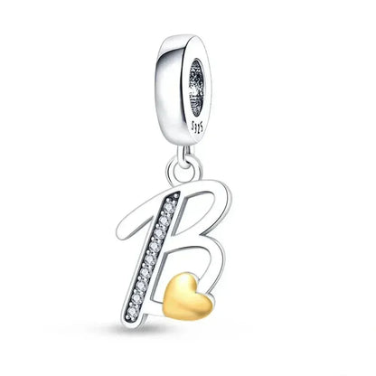 925 Sterling Silver Initial Charm with CZ Sparkle