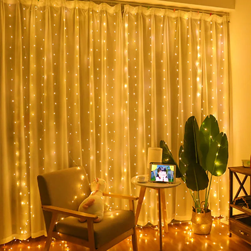 Guirlande de rideaux Led pour fenêtre, 4/6M/8 modes, alimentation USB, guirlande lumineuse féerique avec télécommande, nouvel an, décoration de noël