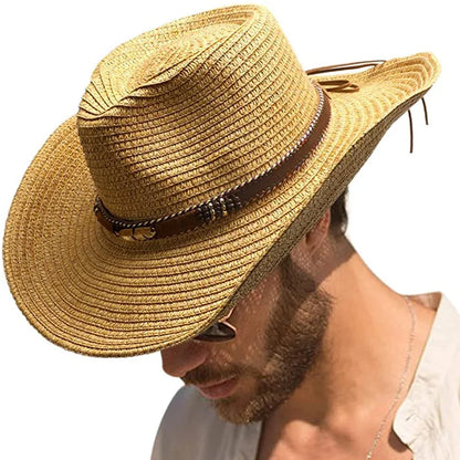 The latest Cowboy hat rose red retro straw hat 2023 new men's and women's jazz Cowboy hat straw hat sun hat summer hat sombrero