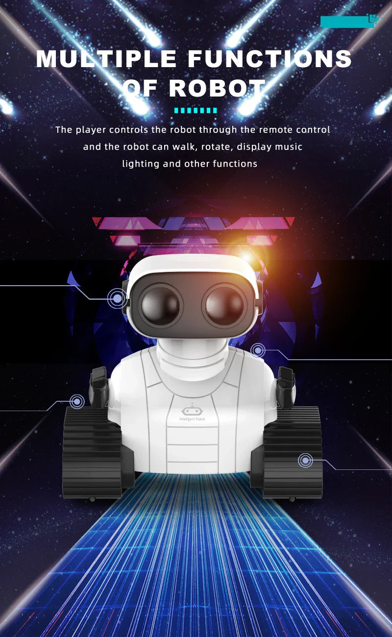 Ebo Robot jouets Robot RC Rechargeable pour enfants garçons et filles jouet télécommandé avec musique et yeux LED cadeau pour enfants