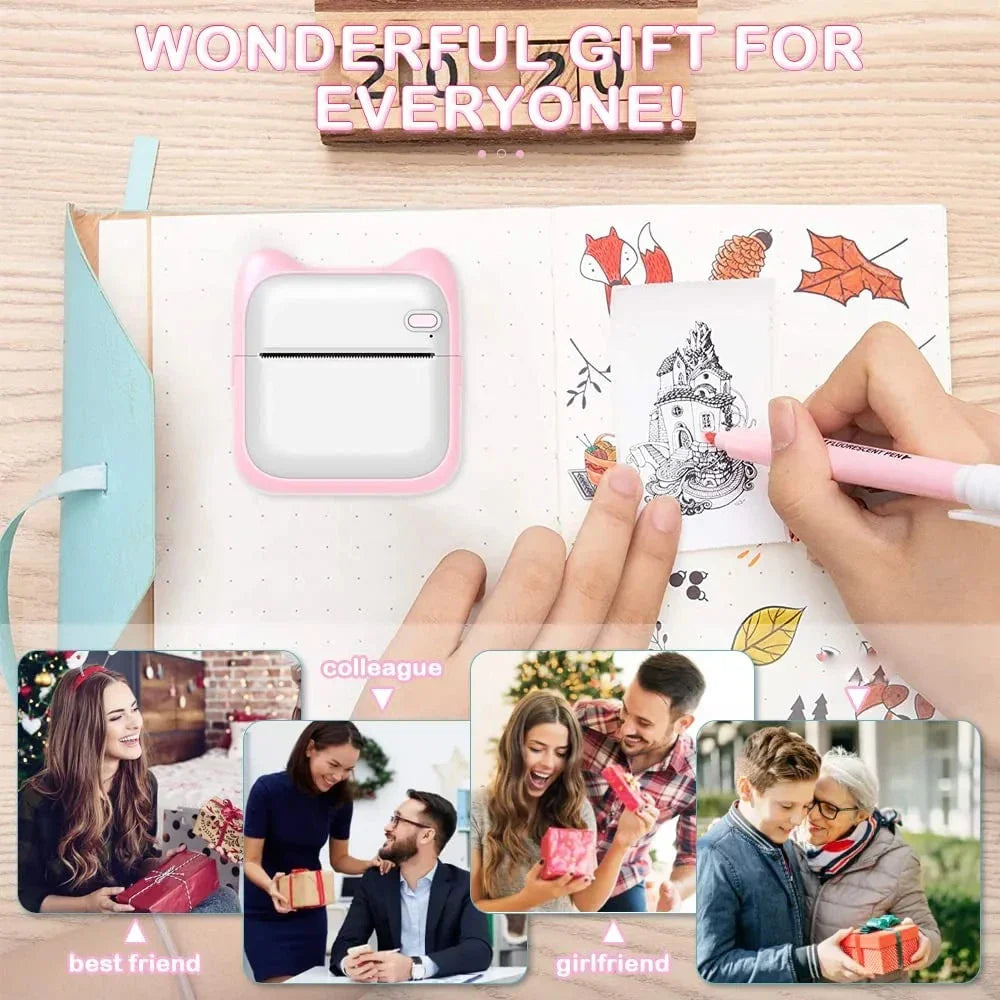 1PC Portable Thermal Printer Efficiently and Quickly Mini Printer Inkless Pocket Photo Printer for Study Notes Pictures DIY