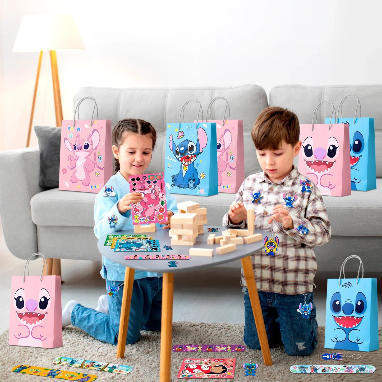 Stitch Birthday Party Favors,110 Pcs Stitchs Party Favors Set-Stitch Favor Bags,Keychains Slap Bracelets etc Stitch Themed Party