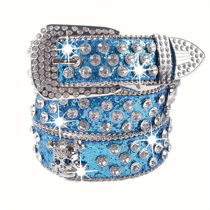 Ceinture élégante en cuir Pu Y2K, Style Cowgirl occidental, scintillante, BB, accessoires pour robe en jean pour femmes
