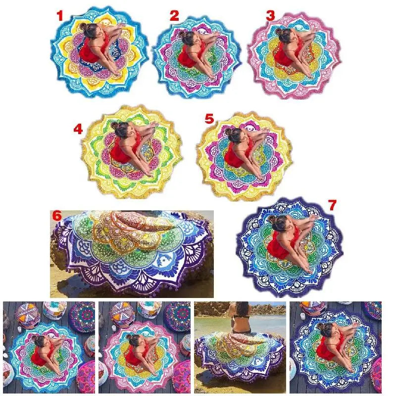 Indian Mandala Tapestry With Tassel Printed Beach Towel Wall Hanging Yoga Mat Bikini Cover-Up for Home Decor