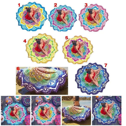 Indian Mandala Tapestry With Tassel Printed Beach Towel Wall Hanging Yoga Mat Bikini Cover-Up for Home Decor