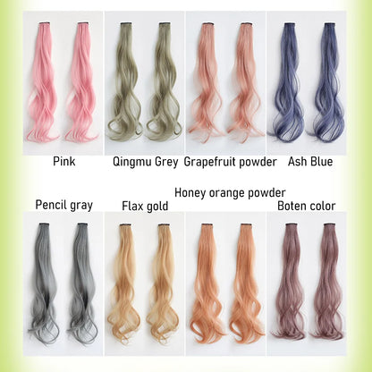 Extensions de cheveux bouclés colorés synthétiques 2 pièces/ensemble 50cm/60cm, ondulation d'eau rose/bleu/violet, perruque Halloween/Noël