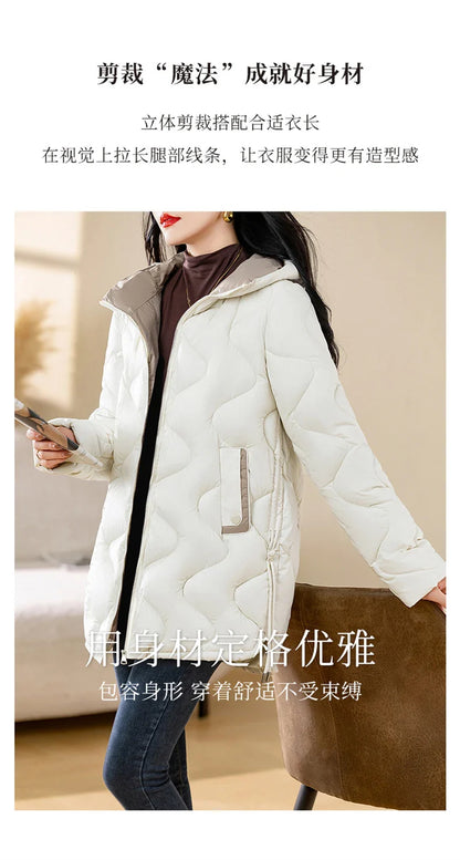 2024 New Winter Jacket Parkas Women Coat Fur Collar Hooded Overcoat Female Jacket Parka Thick Warm Cotton Padded Outwear