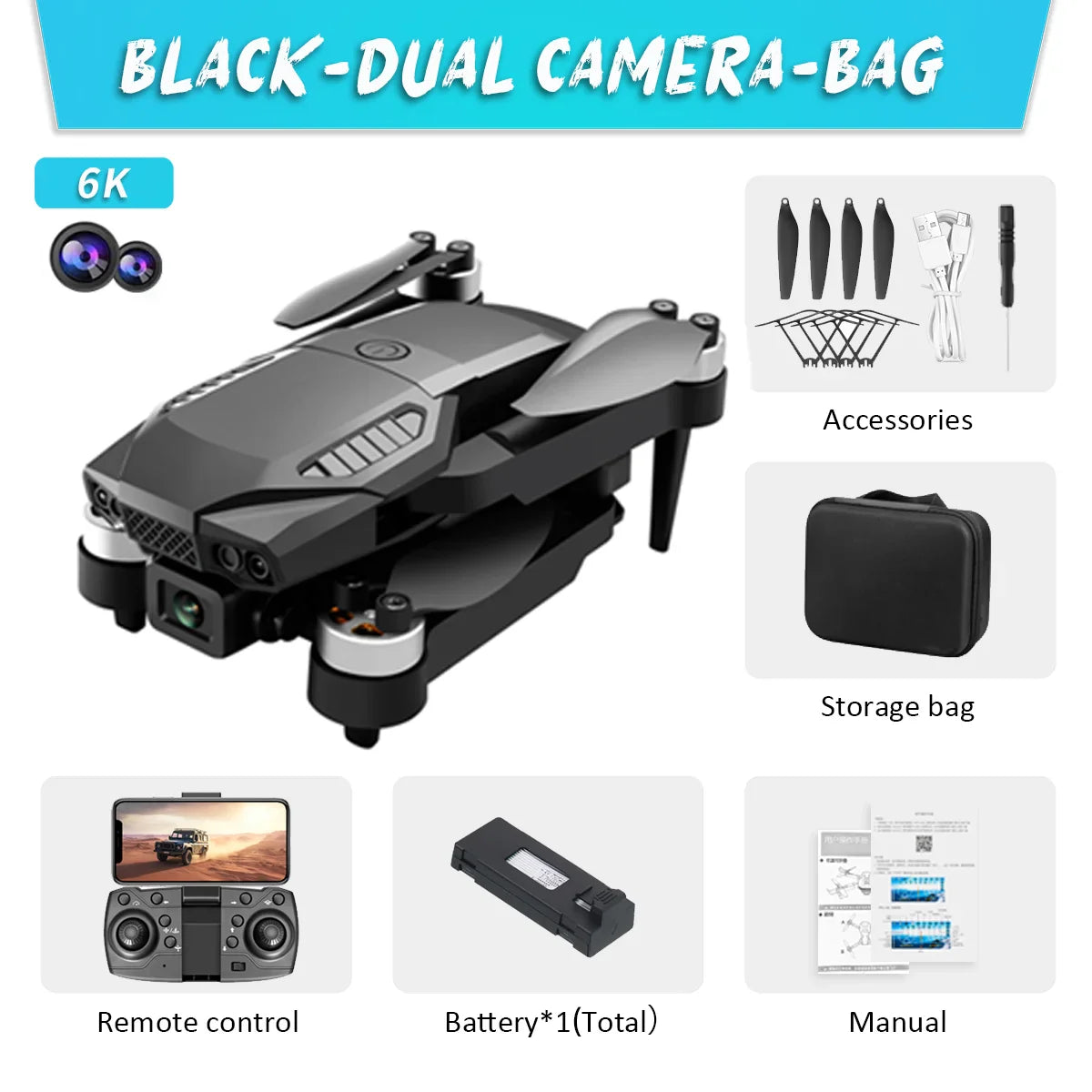 Nouveau Drone F198 professionnel double caméra avec 1080P WIFI FPV HD photographie aérienne grand Angle sans brosse RC pliable quadrirotor