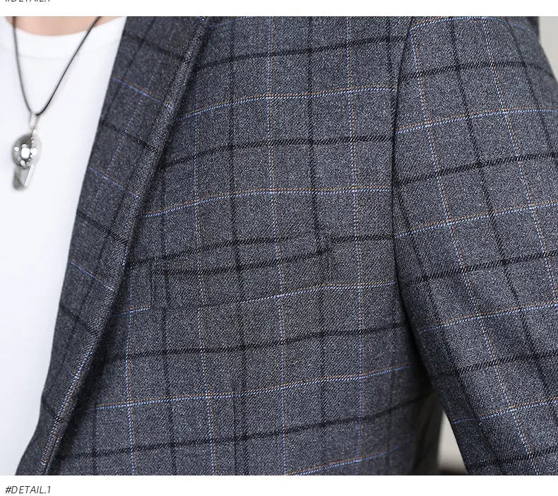 Chemise habillée cintrée à carreaux pour homme, coupe ajustée, style occidental, décontractée et tendance.