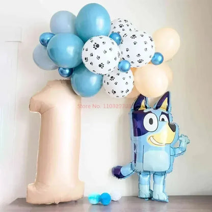 Moose Cartoon Bluey Famille Ballon en Aluminium Jeux Jouets Bleus Oranges Kit de Décoration de Ballons Bluey Fournitures de Fête d'Anniversaire Cadeaux Jouets