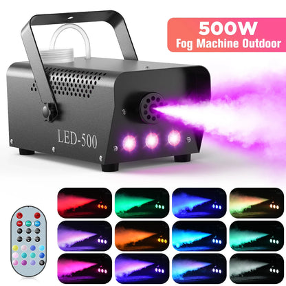 U'King 500W Machine à fumée RGB 3 LED Machine à brouillard de couleur mixte avec télécommande éjecteur de fumée de scène pour DJ Halloween Noël