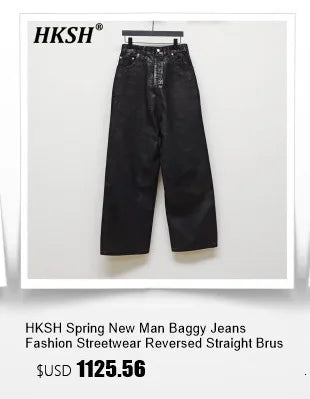 HKSH Spring Autumn New Man Punk Fashion Streetwear Dark Brushed Wax Handmade Damaged Tops Denim Jacket Y2K Chic Ins Coats HK4959