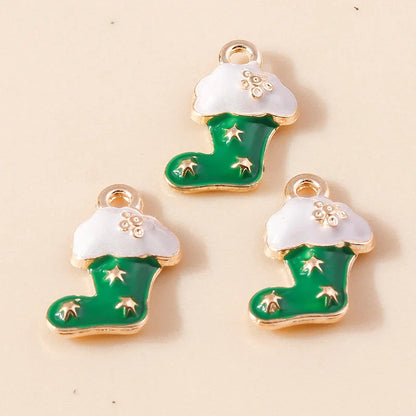 Leslie-Breloques de Noël en émail, arbre flocon de neige, chaussette, cerf, bonhomme de neige, bijoux de bricolage, cadeaux de Noël et du Nouvel An, 10 pièces