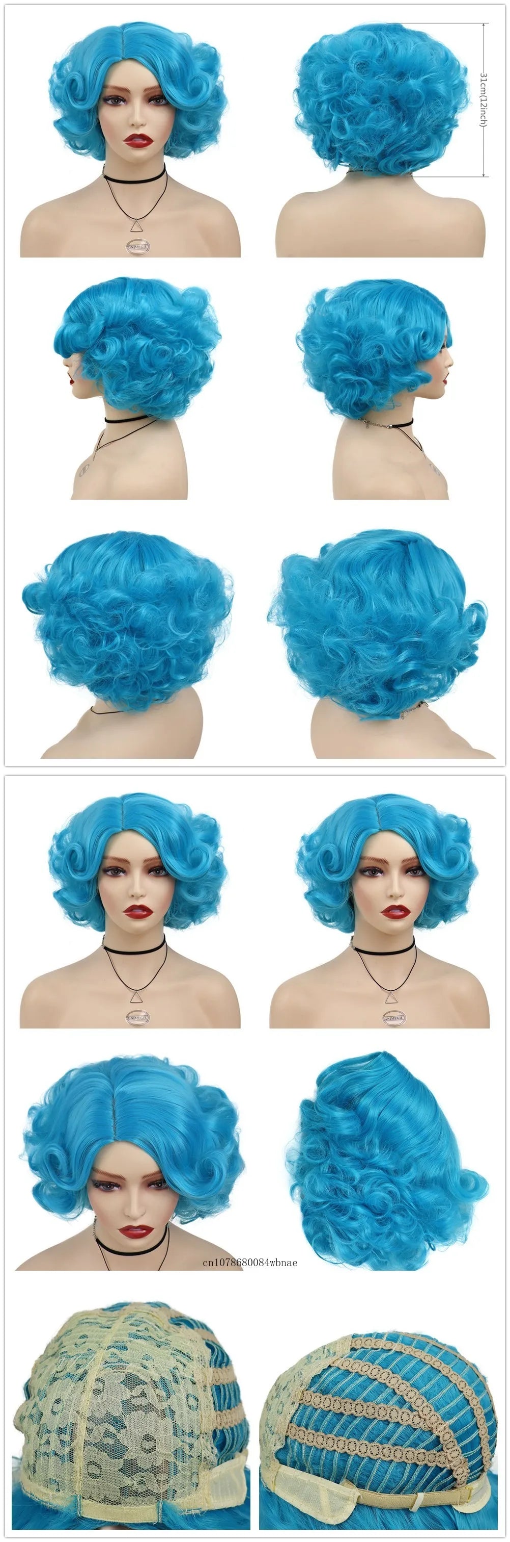 Synthetic Hair Pink Short Curly Wig for Women Big Wavy 80s Cosplay Wigs Halloween Costume Harajuku Anime Wig Natural Looking