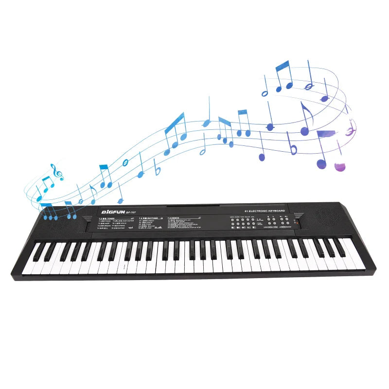 BIGFUN-Clavier électronique à 61 touches pour touristes, piano, haut-parleurs, 8 tons, 5 dangthms, 5 tambours, percussion, tension, 6 démonstration, musique