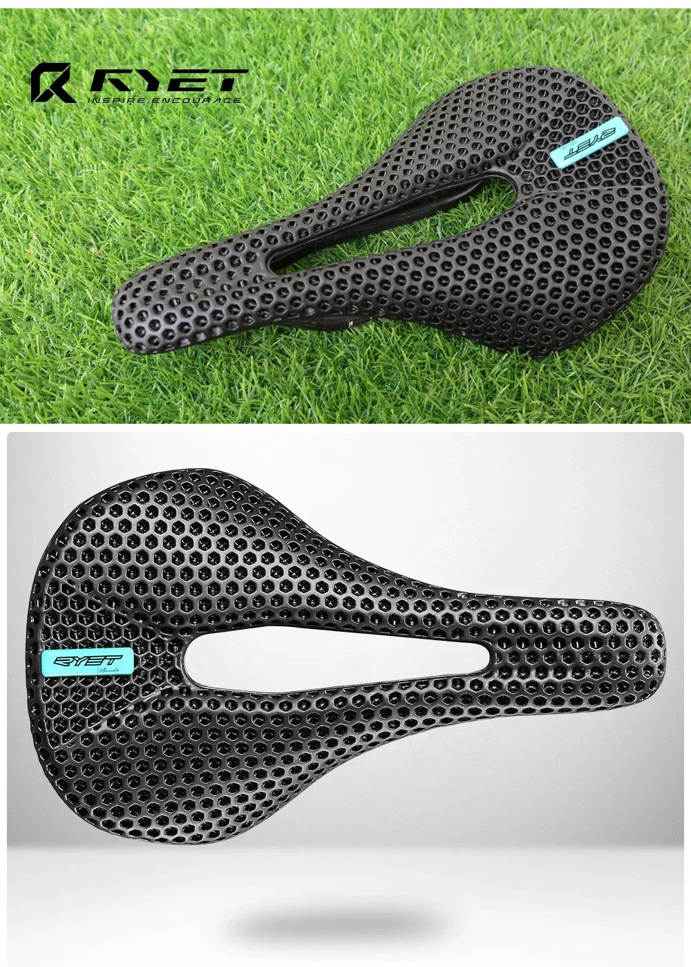 RYET vélo selle en carbone 3D selle imprimée 140mm 7x9mm Rail rond super léger route vtt course vélo siège selles coussin pièces
