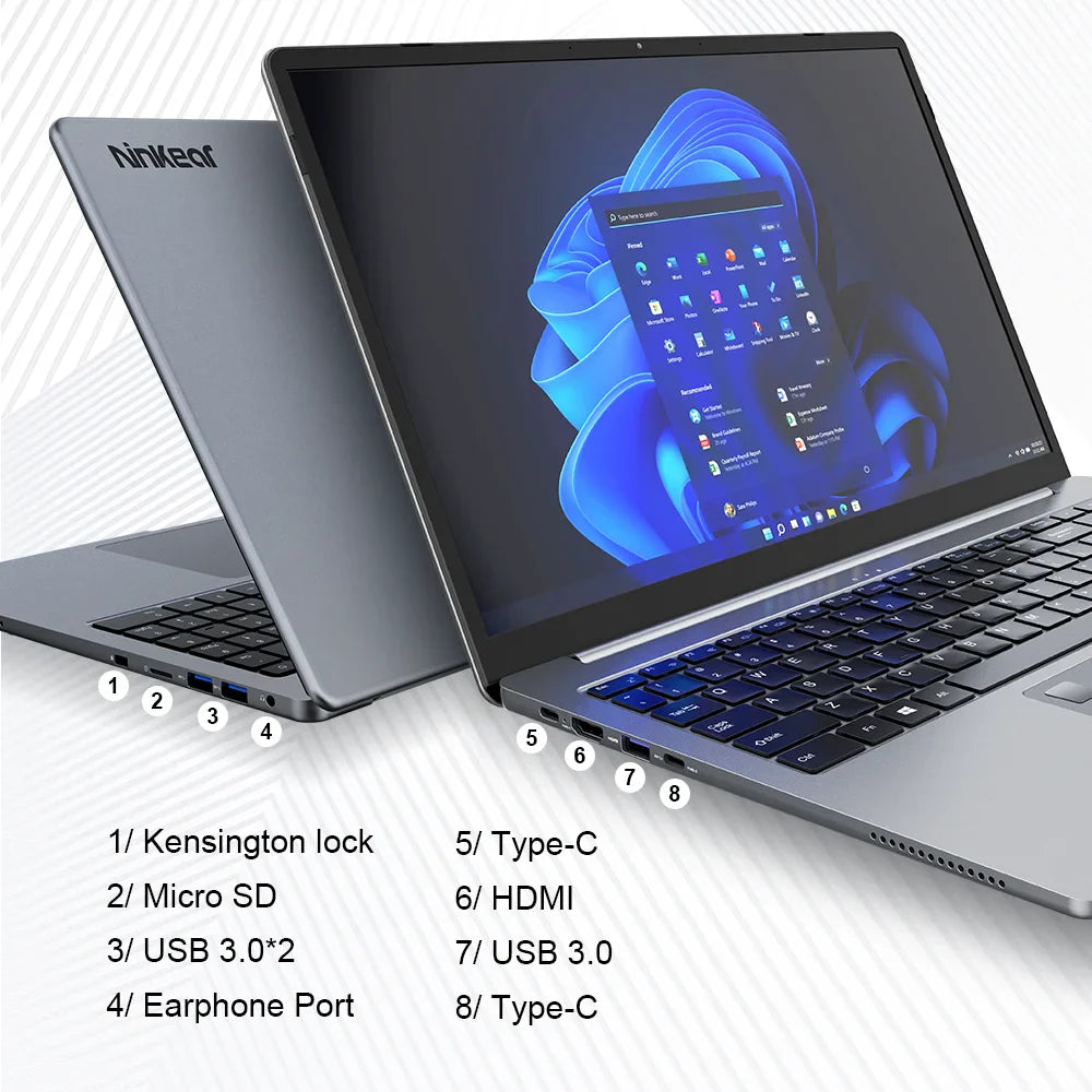 Ordinateur portable Ninkear A15 Pro 16" IPS 2.5K FHD AMD Ryzen5 5500U, 16G DDR4 3200Mhz+512Go SSD, batterie 54Wh, Windows 11 PRO