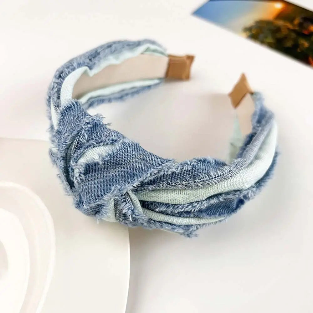 Denim tissu Cowboy bandeau Style coréen coiffure Denim noué bandeau chapeaux cheveux accessoires Cowboy bandes de cheveux