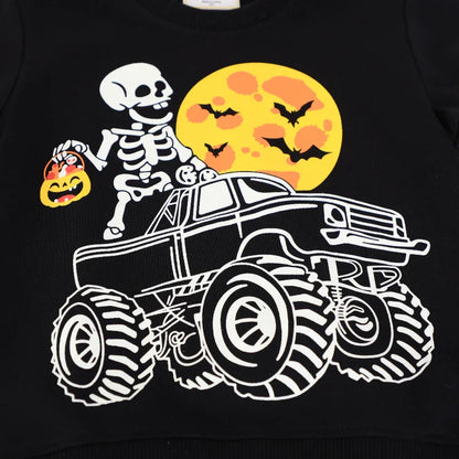 Little maven Kids Clothes Halloween Noctilucent Skull Pumpkin Boys Long Sleeve Tops for Kids Casual Sweatshirts Children Shirts