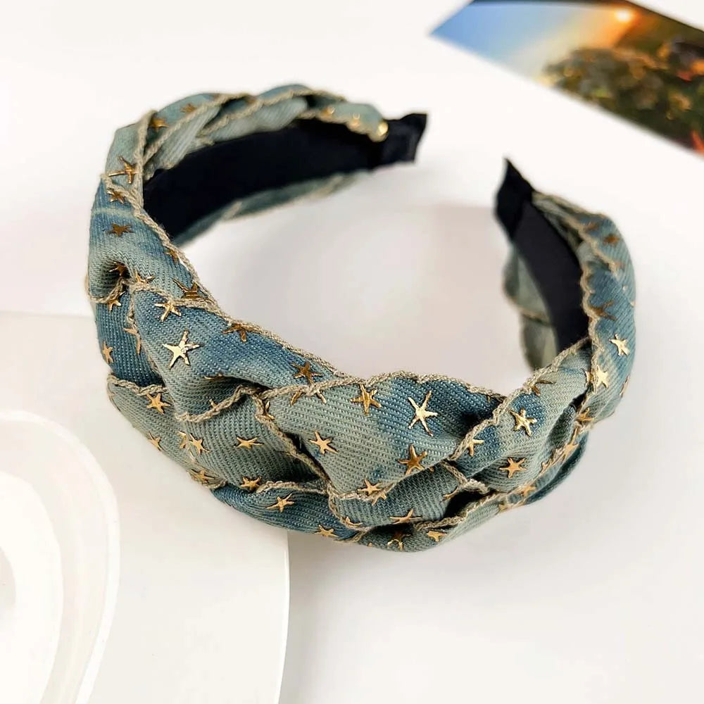 Denim tissu Cowboy bandeau Style coréen coiffure Cowboy cheveux cerceau cheveux accessoires chapeaux Cowboy bandes de cheveux femmes