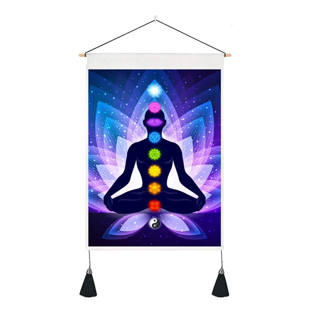 Seven Chakra Tapestry Yoga Meditation Wall Tapestry Boho Mandala Tapestry Hippie Wall Hanging for Home Decor 13.8 x 19.7 Inches
