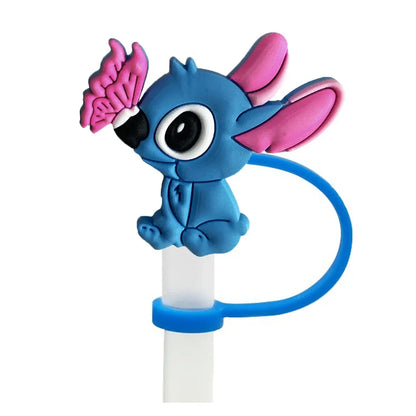 1-8Pcs Stitch Straw Cover Cap, Reusable Dustproof Cup Cover, Cartoon Drink Straw Plug, Splash Proof Straw Cap, Gift for Kids