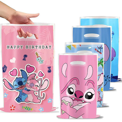 30 sacs cadeaux de fête Lilo & Stitch bleus et roses avec poignées, sacs de fête à thème Lilo & Stitch, pour fête prénatale, anniversaire d'enfants, décoration