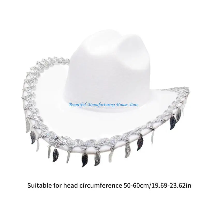 E56A chapeau Cowboy chapeau Cowgirl occidental chapeaux à franges pour Costume fête pour femmes
